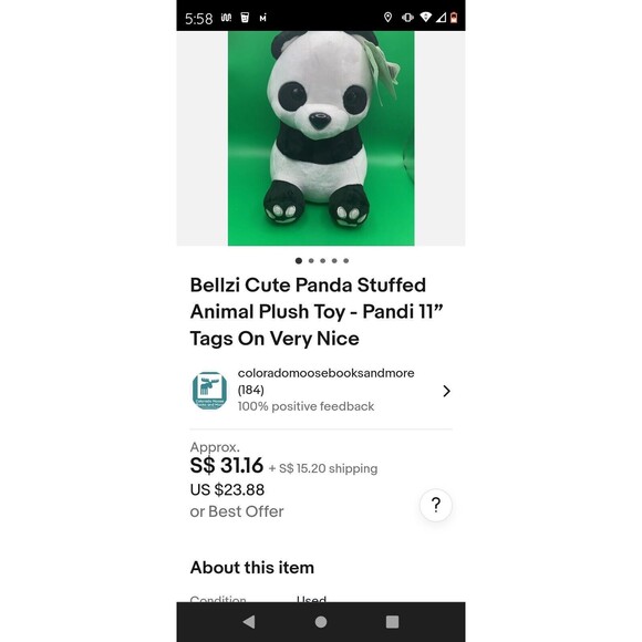 10" Bellzi Pandi Panda Stuffed Animal/ Toy/Plush Collectible Designer Girl Boy - Picture 14 of 14